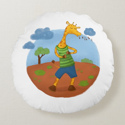 Cute Giraffe Throw Pillow Rond Kussen (Voorkant)