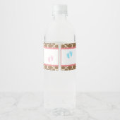 Cute Giraffe Twins Baby shower Party Waterfles Etiket (Achterkant)