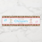 Cute Giraffe Twins Baby shower Party Waterfles Etiket (Enkel label)