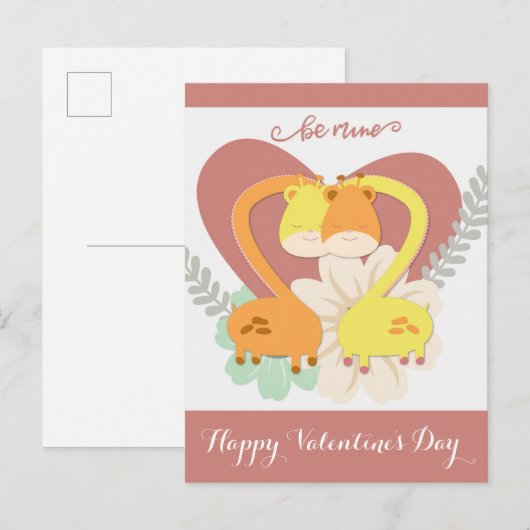Cute Giraffe Valentijnsdag Briefkaart (Voorkant / Achterkant)