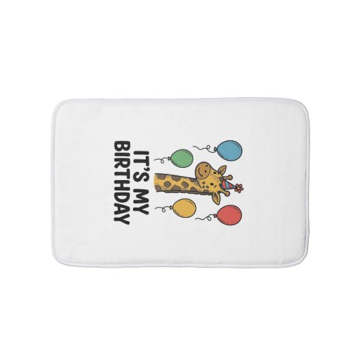 Cute Giraffe Verjaardagsshirt Vintage Feest Design Badmat (Voorkant)