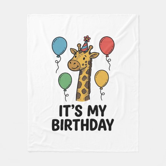 Cute Giraffe Verjaardagsshirt Vintage Feest Design Fleece Deken (Voorkant)