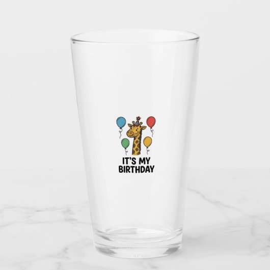 Cute Giraffe Verjaardagsshirt Vintage Feest Design Glas (Voorkant)