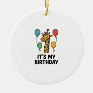 Cute Giraffe Verjaardagsshirt Vintage Feest Design Keramisch Ornament