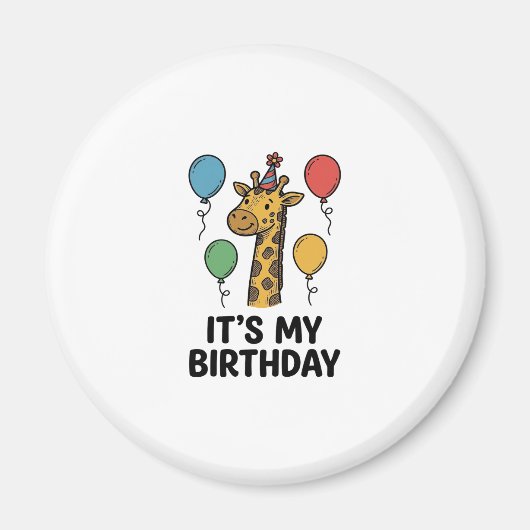 Cute Giraffe Verjaardagsshirt Vintage Feest Design Magneet (Voorkant)