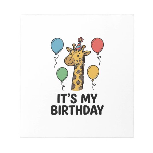 Cute Giraffe Verjaardagsshirt Vintage Feest Design Notitieblok (Voorkant)