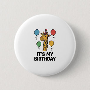 Cute Giraffe Verjaardagsshirt Vintage Feest Design Ronde Button 5,7 Cm