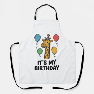 Cute Giraffe Verjaardagsshirt Vintage Feest Design Schort