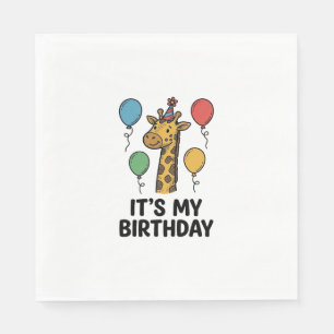 Cute Giraffe Verjaardagsshirt Vintage Feest Design Servet