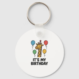 Cute Giraffe Verjaardagsshirt Vintage Feest Design Sleutelhanger