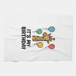 Cute Giraffe Verjaardagsshirt Vintage Feest Design Theedoek