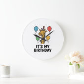 Cute Giraffe Verjaardagsshirt Vintage Feestdesign_ Grote Klok (Huis)