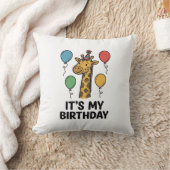 Cute Giraffe Verjaardagsshirt Vintage Feestdesign_ Kussen (Deken)
