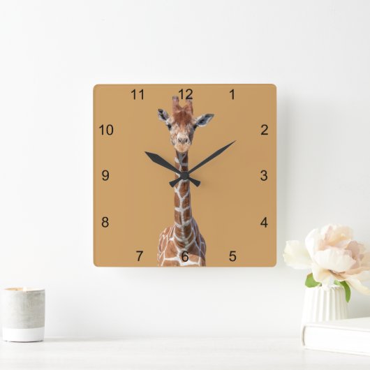Cute giraffe vierkante klok (Huis)