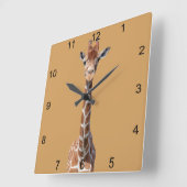 Cute giraffe vierkante klok (Hoek)