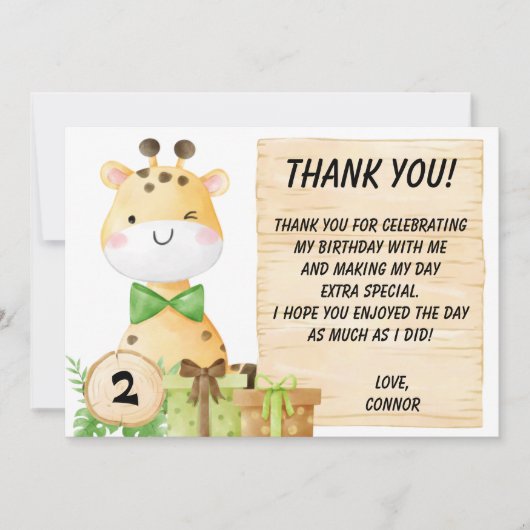 Cute Giraffe Voor Peuters Bedankkaart (Voorkant)