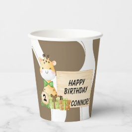 Cute Giraffe voor Toddler's 'Birthday Paper Cups' Papieren Bekers