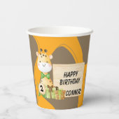 Cute Giraffe voor Toddler's 'Birthday Paper Cups' Papieren Bekers (Achterkant)