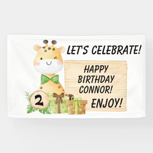 Cute Giraffe voor Toddlers Spandoek (Horizontaal)