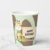 Cute Giraffe voor Toddler's verjaardag Papieren Bekers (Achterkant)