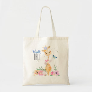 Cute Giraffe Walk Tall Typografie Tote Bag