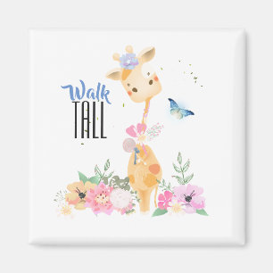 Cute Giraffe Walk Tall Typography Magneet