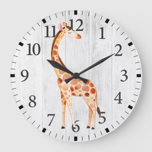 Cute Giraffe Wall Clock Grote Klok (Voorkant)