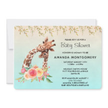 Cute Giraffe Watercolor Moeder & Baby Baby Shower