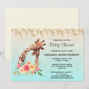 Cute Giraffe Watercolor Moeder & Baby Baby Shower Kaart