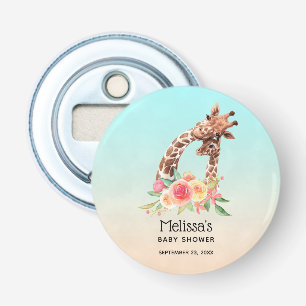 Cute Giraffe Waterverf Mam & Babe Baby shower Button Flesopener
