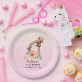 Cute Giraffe Waterverf Mam & Babe Baby shower Papieren Bordje (Feest)
