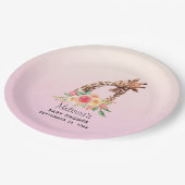 Cute Giraffe Waterverf Mam & Babe Baby shower Papieren Bordje (Gekanteld)