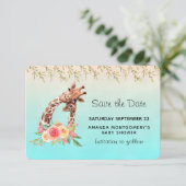 Cute Giraffe Waterverf Mam & Babe Baby shower Save The Date (Staand voorkant)