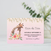 Cute Giraffe Waterverf Mam & Babe Baby shower Save The Date (Staand voorkant)