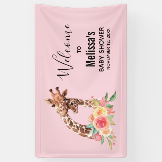 Cute Giraffe Waterverf Mam & Babe Baby shower Spandoek (Verticaal)