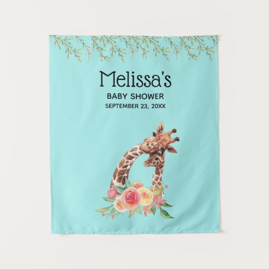 Cute Giraffe Waterverf Mam & Babe Baby shower Wandkleed (Voorkant)
