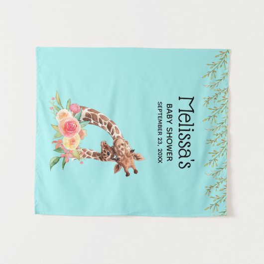 Cute Giraffe Waterverf Mam & Babe Baby shower Wandkleed (Voorkant (horizontaal))