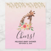 Cute Giraffe Waterverf Mam & Babe Baby shower Wijn Etiket (Enkel label)