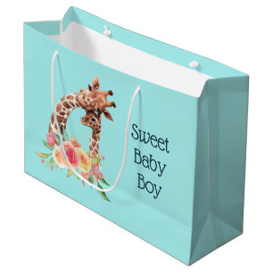 Cute Giraffe Waterverf Mam & Baby Boy Groot Cadeauzakje