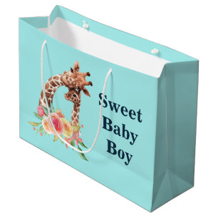 Cute Giraffe Waterverf Mam & Baby Boy Groot Cadeauzakje