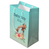 Cute Giraffe Waterverf Mam & Baby Boy Medium Cadeauzakje (Voorkant Gekanteld)