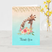 Cute Giraffe Waterverf Mam & Baby Hartelijk dank Kaart (Gele Bloem)