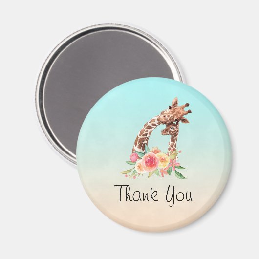 Cute Giraffe Waterverf Mam & Baby Hartelijk dank Magneet (Voorkant / Achterkant)