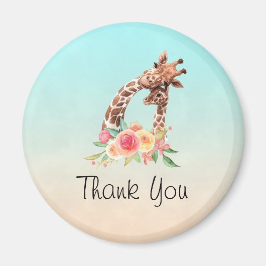 Cute Giraffe Waterverf Mam & Baby Hartelijk dank Magneet (Voorkant)