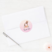 Cute Giraffe Waterverf Mam & Baby Hartelijk dank Ronde Sticker (Envelop)
