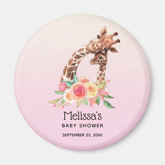 Cute Giraffe Waterverf Mam & Baby shower Magnet (Voorkant)