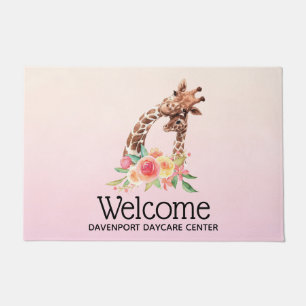 Cute Giraffe Waterverf Mam & Baby Welkom Deurmat