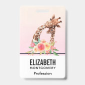 Cute Giraffe Waterverf Mam en Baby Badge (Achterkant)
