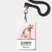 Cute Giraffe Waterverf Mam en Baby Badge (Achterkant met koord)