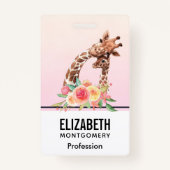 Cute Giraffe Waterverf Mam en Baby Badge (Voorkant)